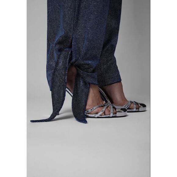 Zadig & Voltaire Blue Chill Velours Sparkle Tie Ankle Pants - Picture 3 of 13